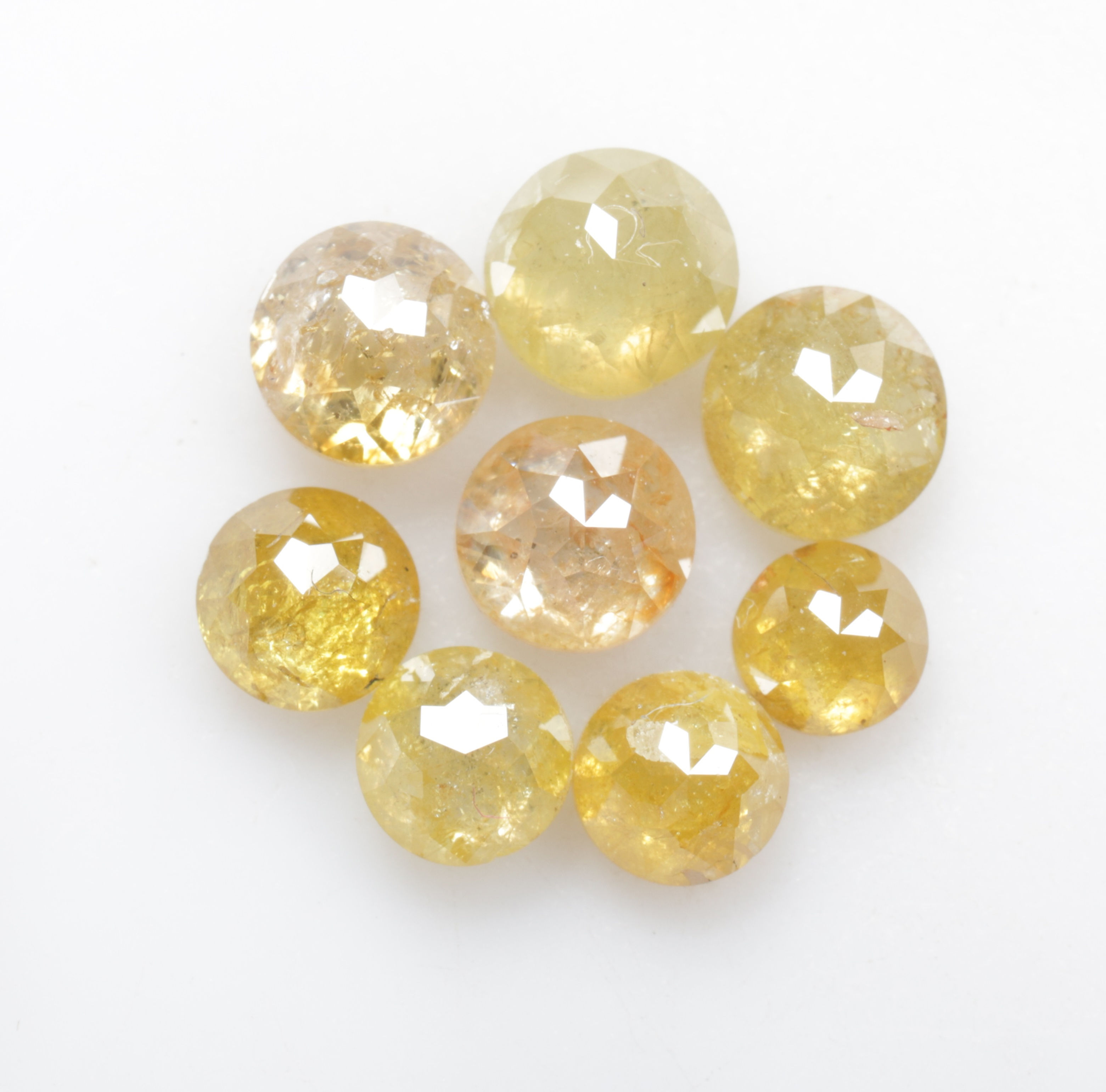2.24 CT 3.1 to 4.0 MM Natural Loose Round Rose cut Fancy Yellow Diamond