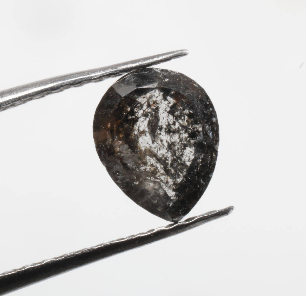 Thumbnail: 0.72 CT 6.2 X 4.9 MM Natural Pear cut Salt and Pepper Black color Diamon