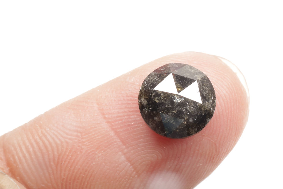 Thumbnail: 1.92 CT 7.9 MM Natural Round Rose cut Salt and Pepper Diamond, Black Color