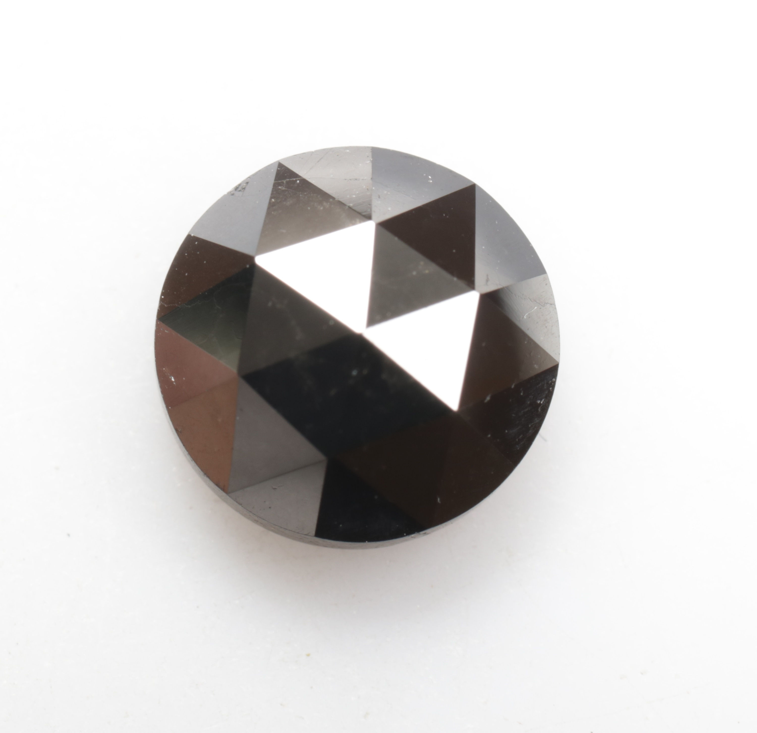 1.77 CT 7.3 MM Round Rose cut Black Diamond, Black color Treated Diamond