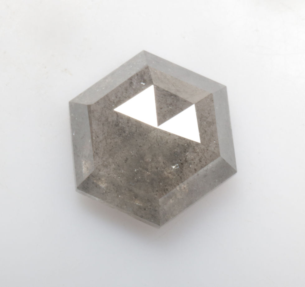 Thumbnail: 1.79 CT 8.8 X 7.7 MM Natural Hexagon Cut Salt and Pepper Diamond Grey color