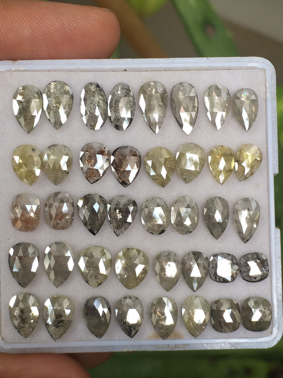 Thumbnail: Natural Loose Diamond Pair Pear Shape Diamond Pair Oval Diamond Pair Grey color