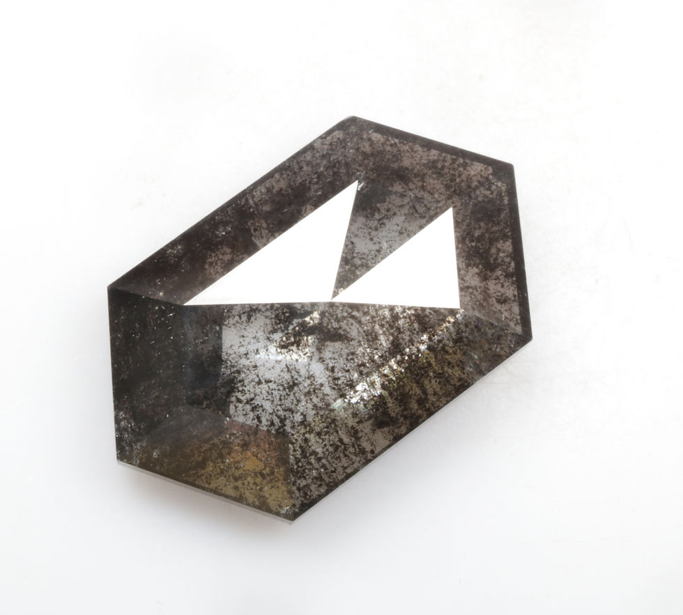 Thumbnail: 8.08 CT 17.8 X 10.5 MM Natural Hexagon Cut Salt and Pepper Diamond Black color