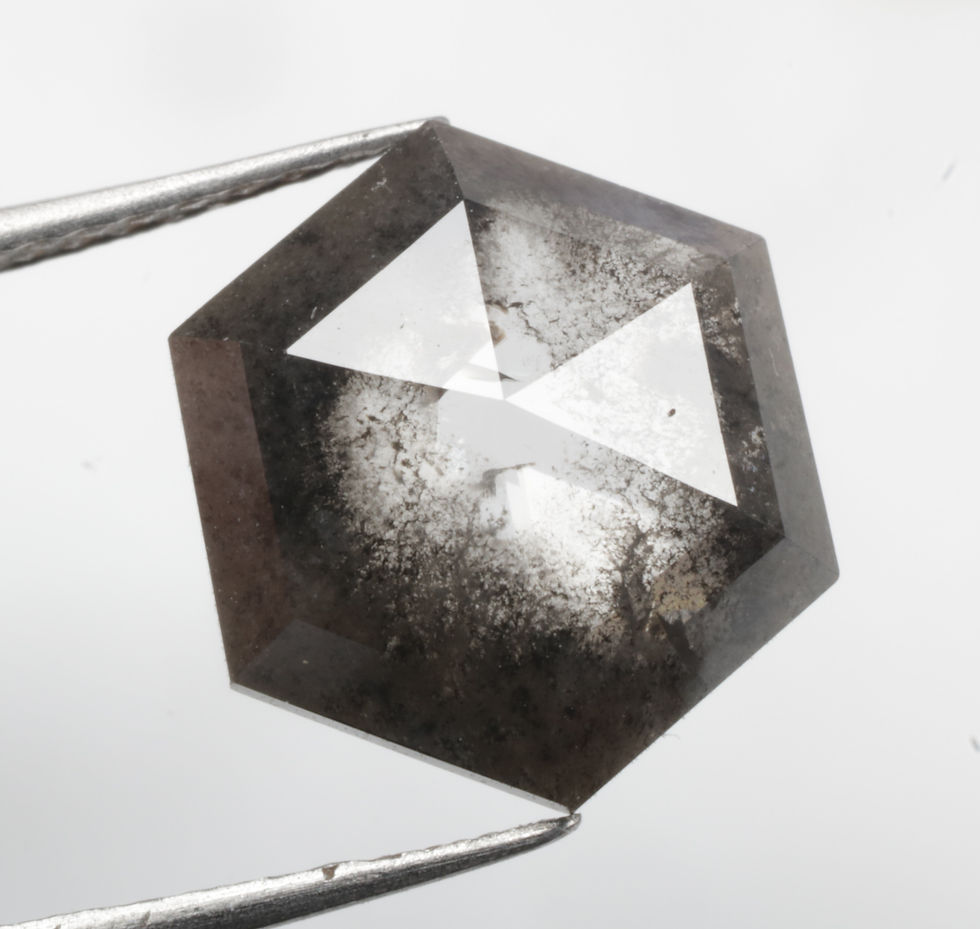 2.41 CT 10.7 X 9.2 MM Salt and Pepper Natural Loose Hexagon cut Diamond