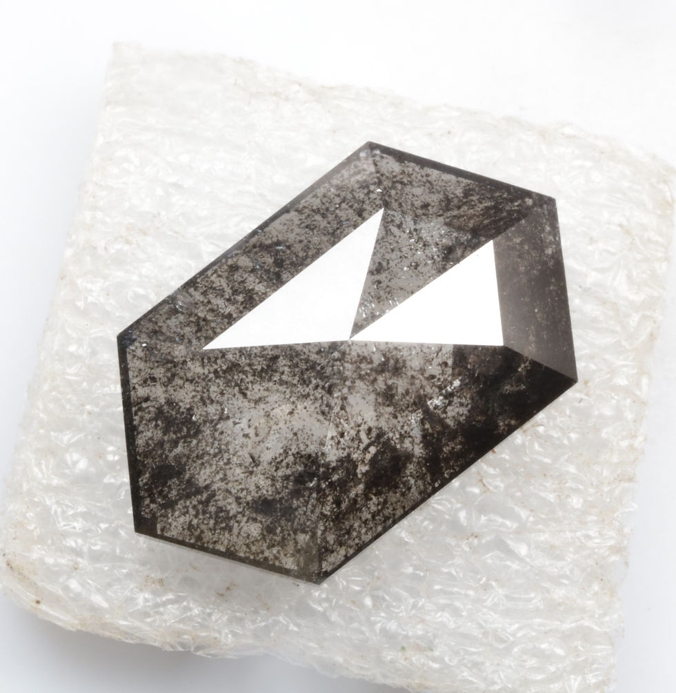 Thumbnail: 8.08 CT 17.8 X 10.5 MM Natural Hexagon Cut Salt and Pepper Diamond Black color