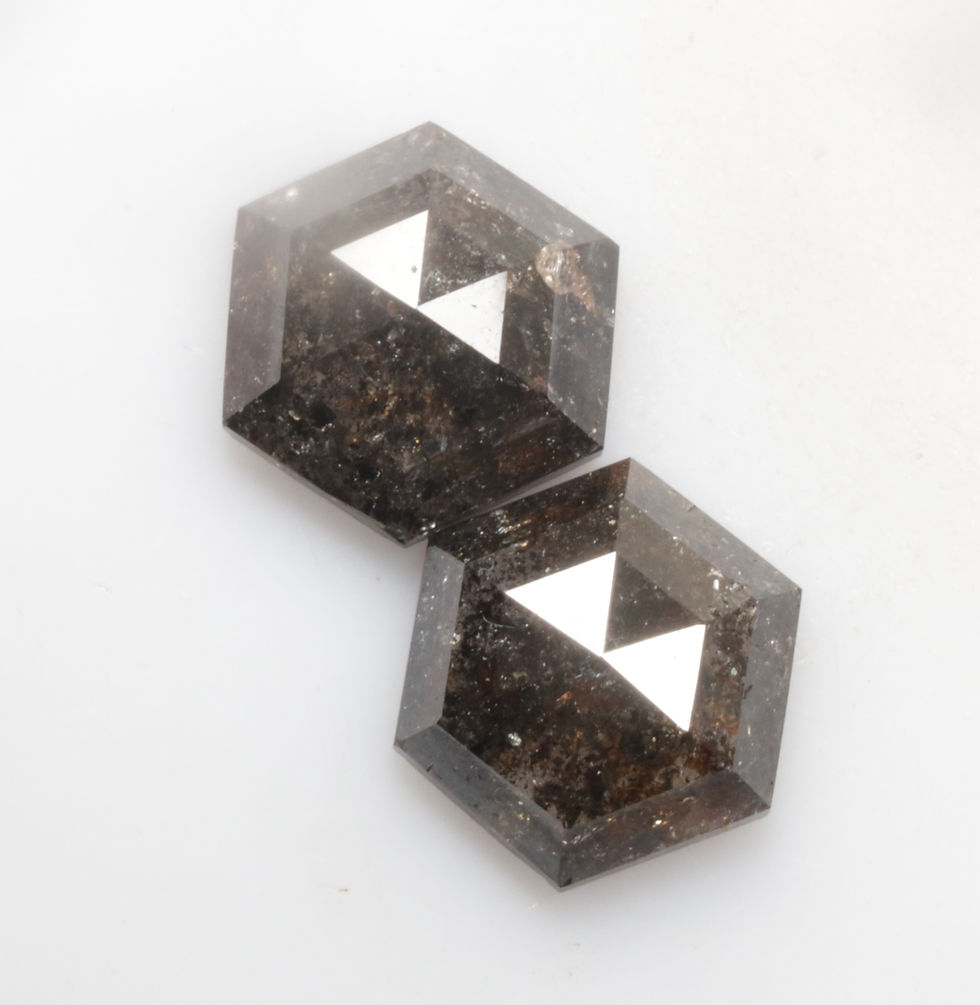 Thumbnail: 3.05 CT 8.6 X 7.4 MM Natural Loose Hexagon cut Diamond Pair for Earring Jewelry
