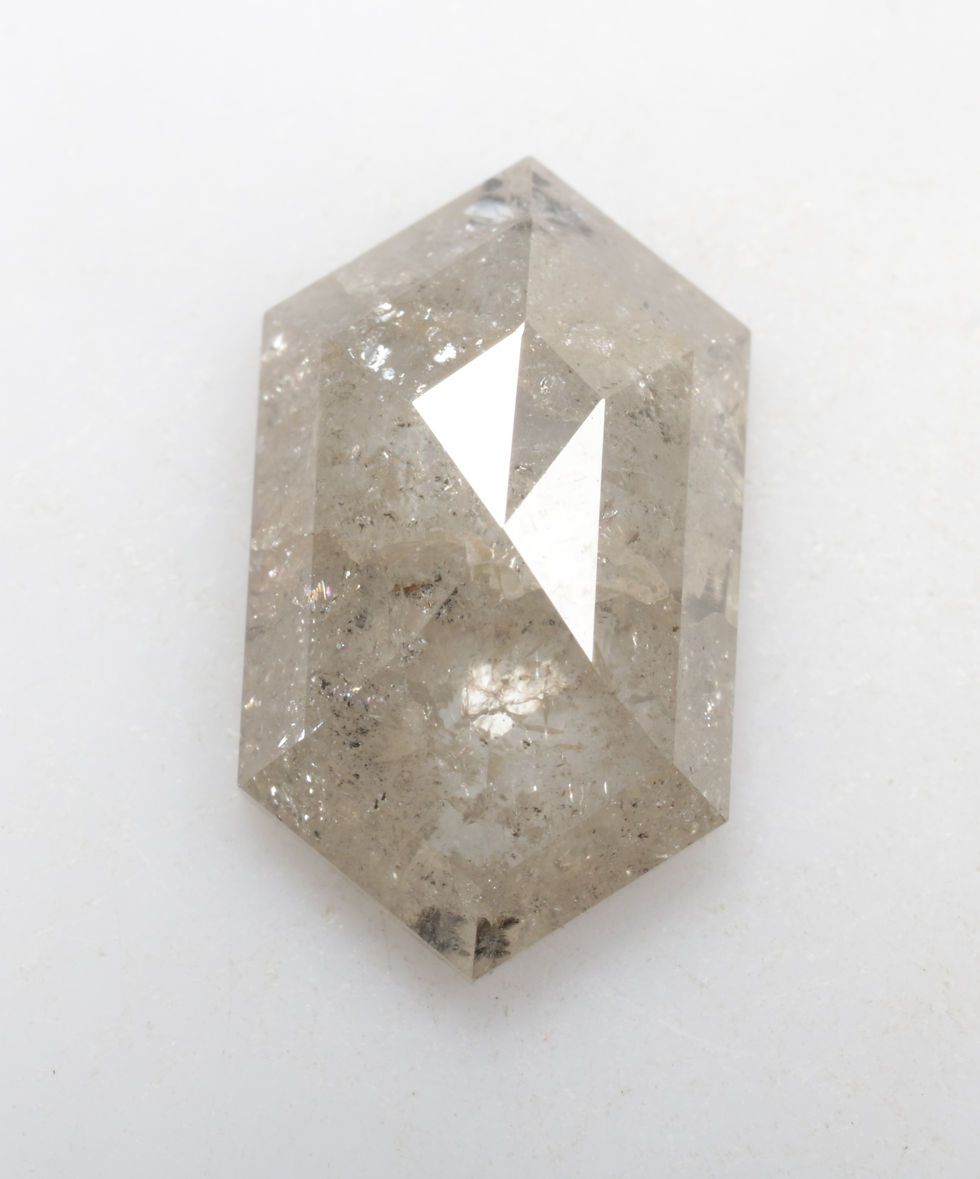 Thumbnail: 2.45 CT 12.6 X 7.5 MM Natural Hexagon Cut Salt and Pepper Diamond For Jewelry