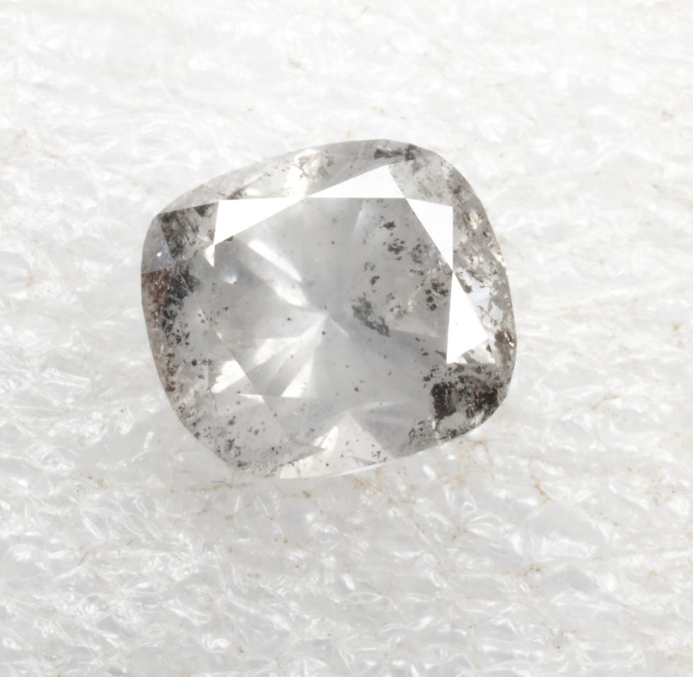 Thumbnail: 2.32 CT 8.0 X 7.3 MM Natural Salt and Pepper Cushion cut Diamond for Jewelry