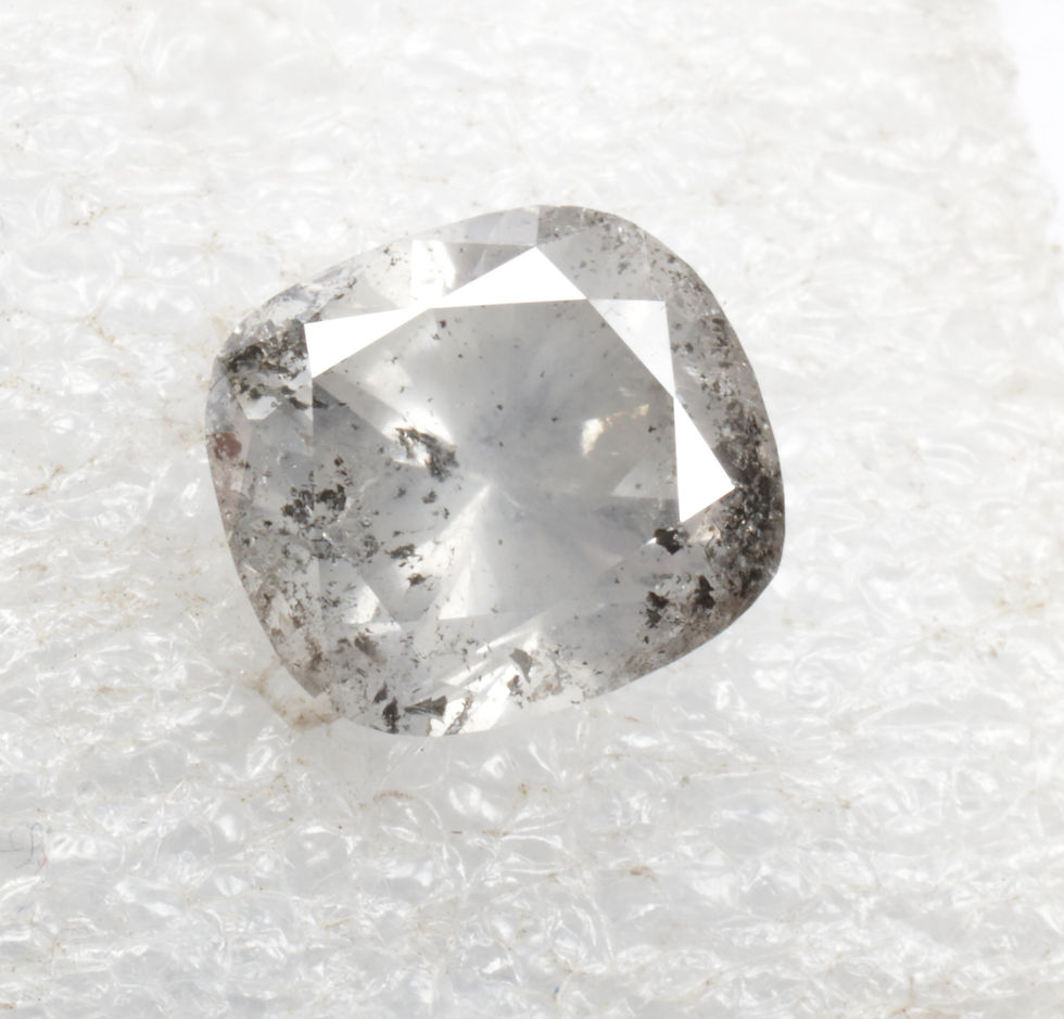Thumbnail: 2.32 CT 8.0 X 7.3 MM Natural Salt and Pepper Cushion cut Diamond for Jewelry
