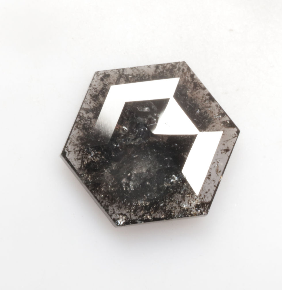 Thumbnail: 1.91 CT 10.2 X 8.9 MM Natural Hexagon Cut Salt and Pepper Diamond, Black Color