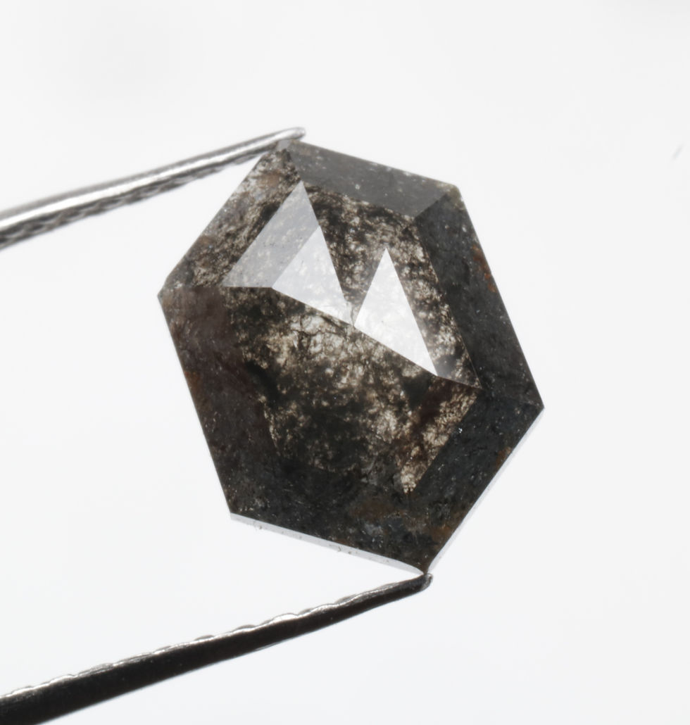 Thumbnail: 1.29 CT 8.9 X 6.3 MM Natural Hexagon Cut Salt and Pepper Diamond For Jewelry