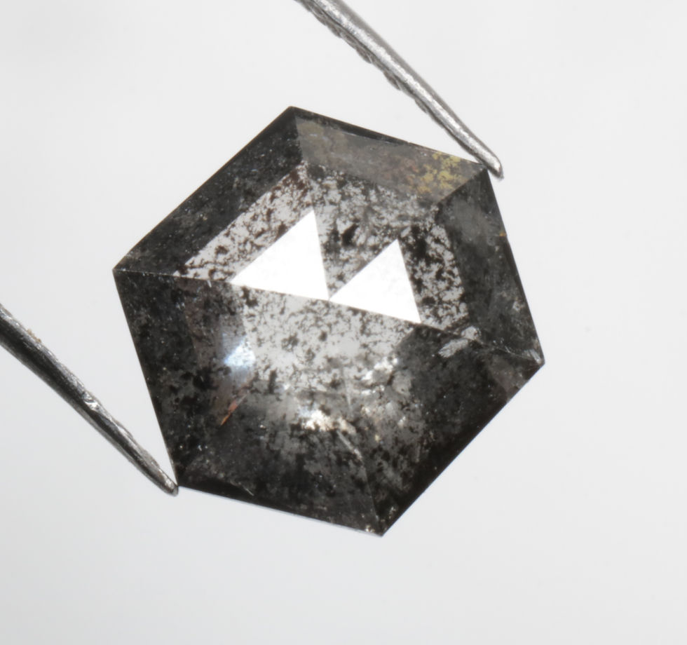 Thumbnail: 1.22 CT 8.4 X 7.3 MM Natural Hexagon Cut Salt and Pepper Diamond