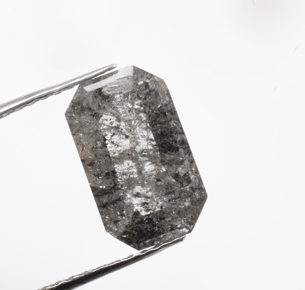 Thumbnail: 2.07 CT 10.0 X 6.1 MM Natural Emerald Cut Salt and Pepper Diamond For Jewelry