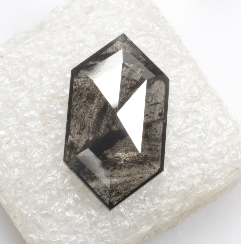 Thumbnail: 3.11 CT 14.9 X 8.2 MM Natural Hexagon Cut Salt and Pepper Diamond, Black Color