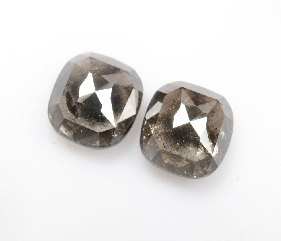 Thumbnail: 3.13 CT 7.1 X 6.6 MM Natural Cushion cut Black color Salt and Pepper Diamond