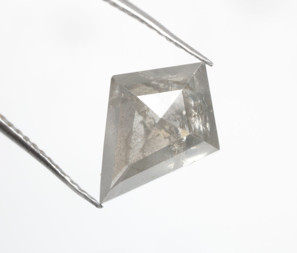 1.85 CT 10.3 X 7.5 MM Natural Kite Cut Salt and Pepper Diamond, Grey Color