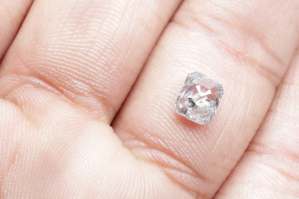 Thumbnail: 0.94 CT 6.0 X 5.3 MM Natural Salt and Pepper Diamond, Emerald cut Diamond
