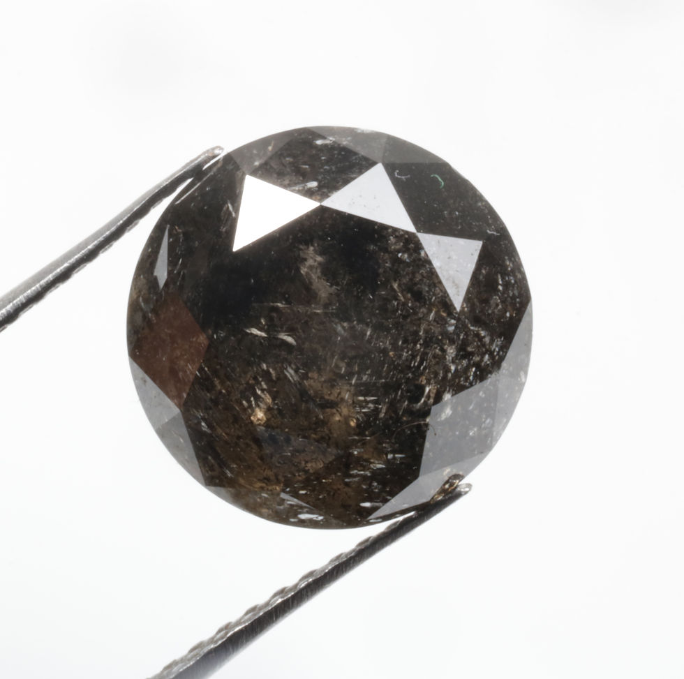 Thumbnail: 4.19 CT 9.6 MM Natural Round Cut Salt and pepper Brilliant cut Diamond