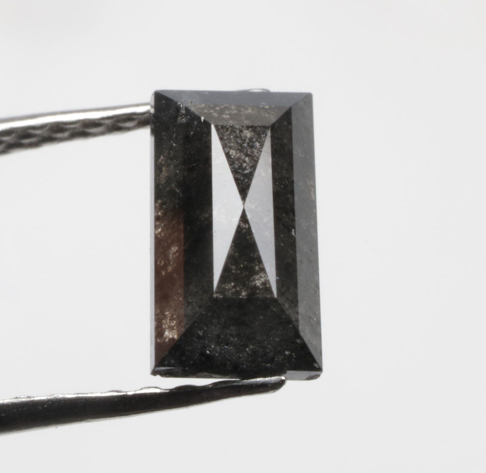 0.70 CT 6.5 X 3.5 MM Natural Baguette cut Salt and pepper Diamond, Black color