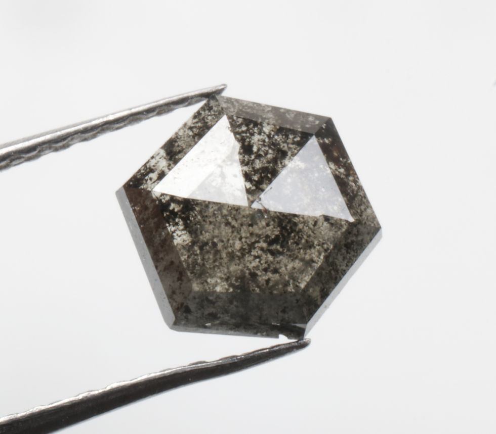 0.81 CT 6.9 X 6.1 MM Natural Hexagon Cut Salt and Pepper Diamond Black Color