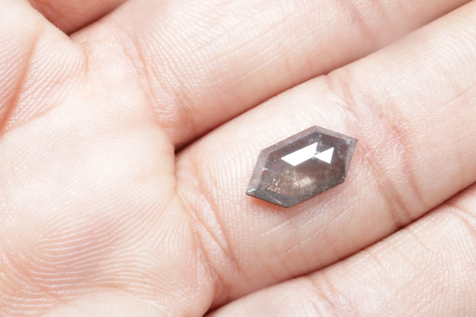 Thumbnail: 1.86 CT 12.1 X 6.3 MM Natural Hexagon Cut Salt and Pepper Diamond, Black color
