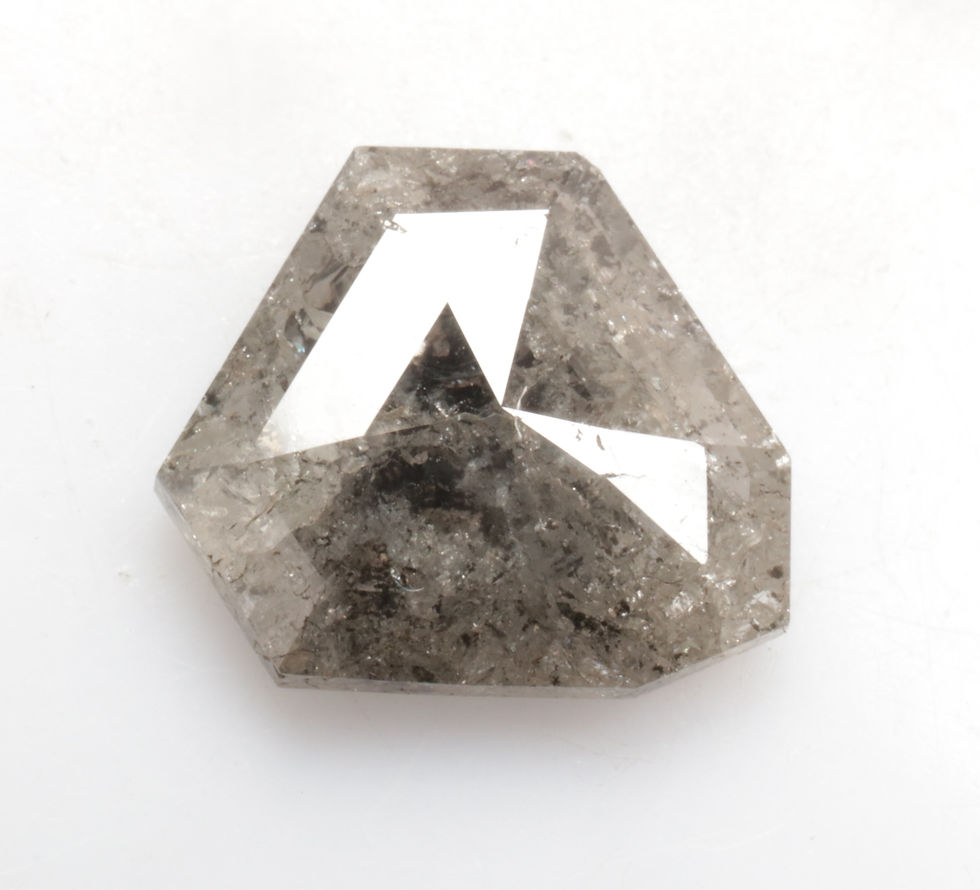 Thumbnail: 2.74 CT 10.3 X 10.5 MM Natural Antique cut Shield cut Salt and pepper Diamon