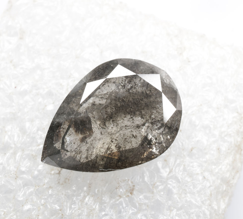 Thumbnail: 2.36 CT 10.9 X 7.7 MM Natural Pear cut Salt and Pepper Full cut Diamond