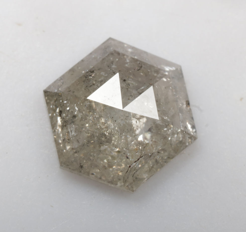 Thumbnail: 1.81 CT 9.1 X 7.8 MM Natural Loose Diamond Hexagon cut Diamond White Grey color