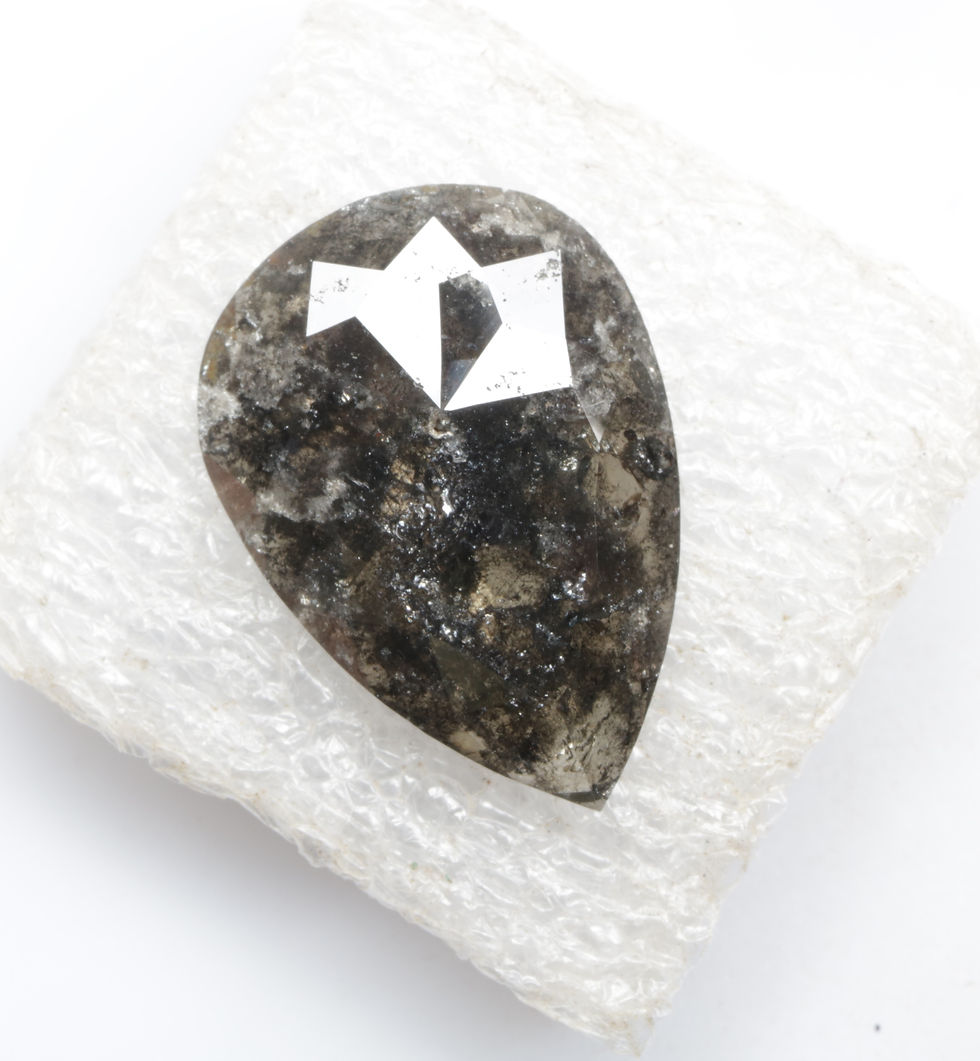 Thumbnail: 3.66 CT 16.0 X 11.2 MM Natural Pear cut Salt and Pepper Diamond for Jewelry Gift