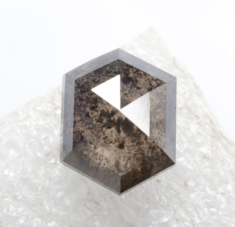 Thumbnail: 1.65 CT 8.3 X 6.5 MM Natural Hexagon Cut Salt and Pepper Diamond For Jewelry