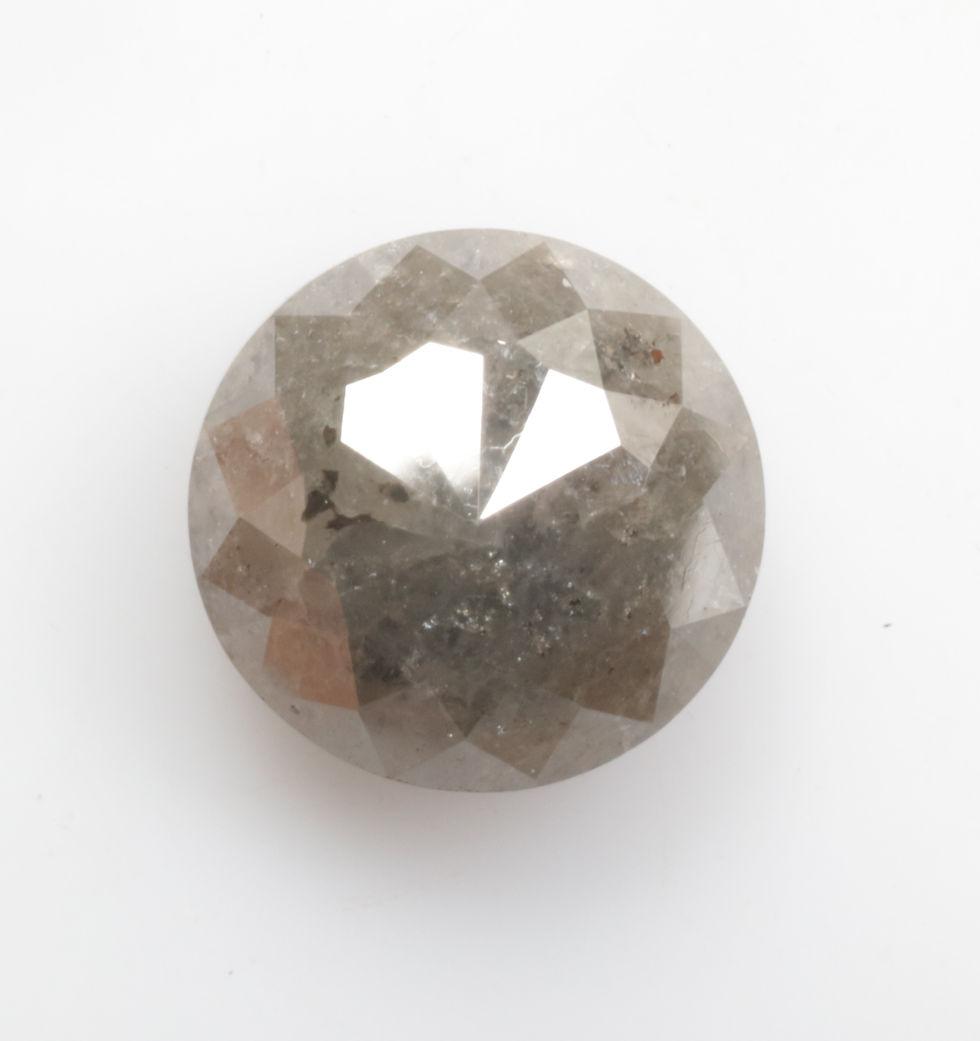 Thumbnail: 1.68 CT 7.0 MM Natural Round Rose Cut Diamond, Black Grey Color