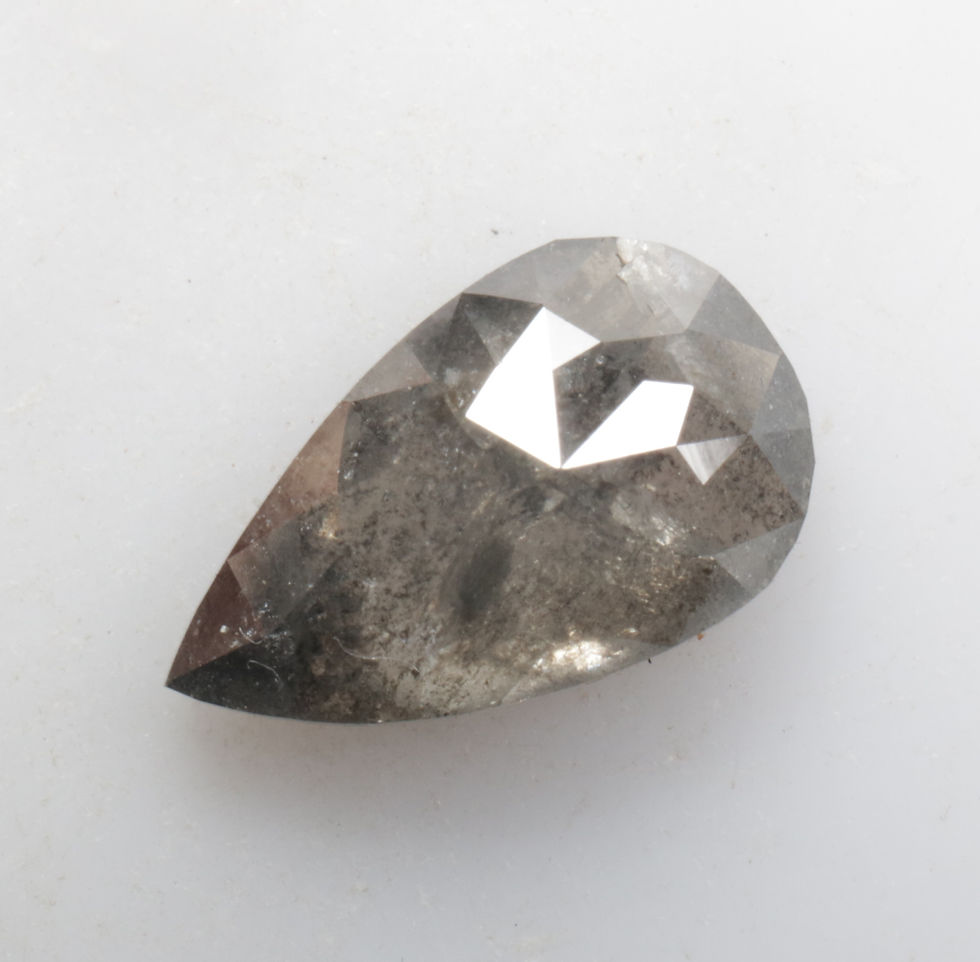 Thumbnail: 0.86 CT 8.2 X 5.0 MM Natural Salt and Pepper Pear cut Diamond,  Black Color