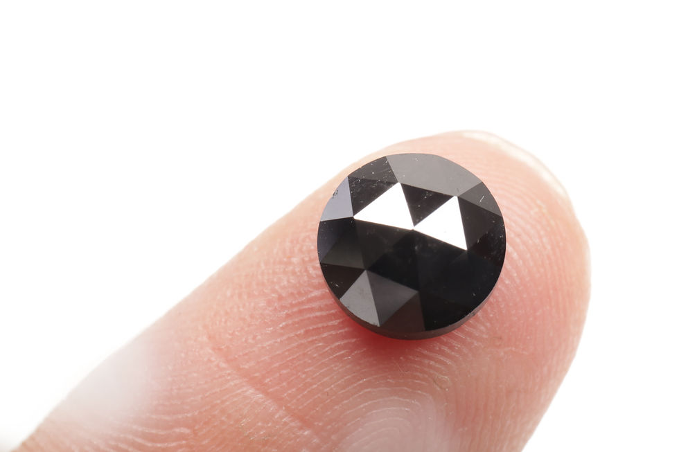 Thumbnail: 1.77 CT 7.3 MM Round Rose cut Black Diamond, Black color Treated Diamond