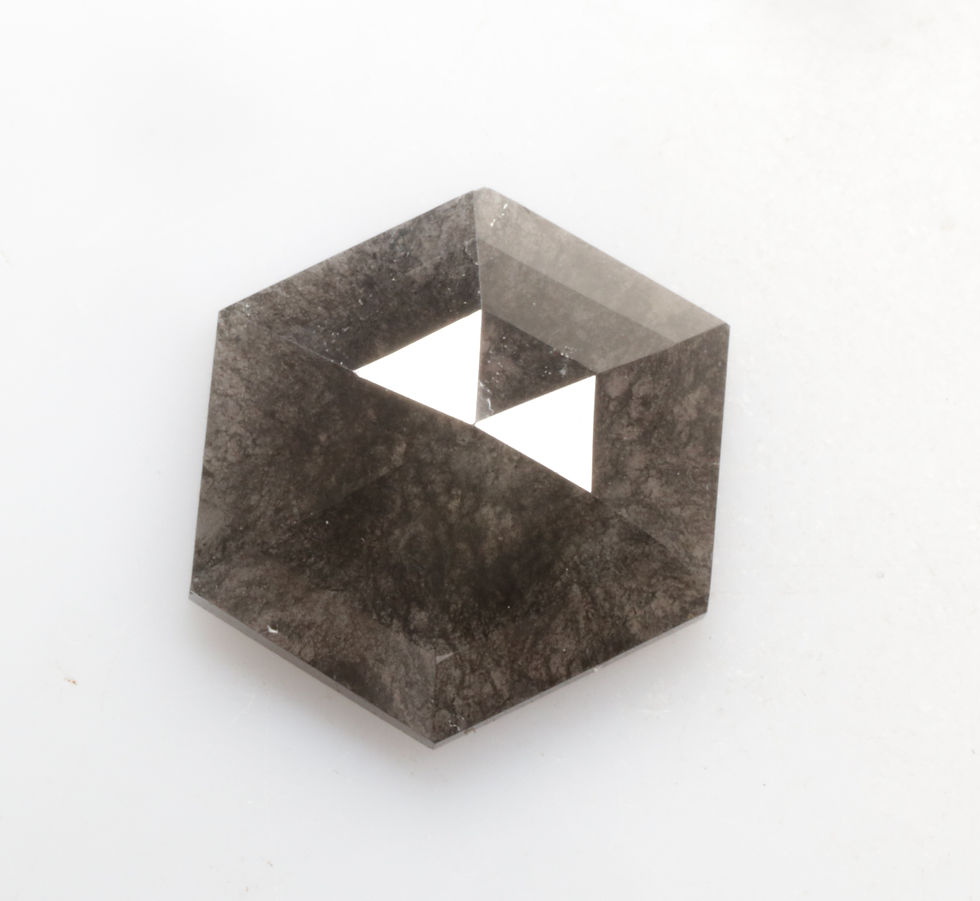 Thumbnail: 1.97 CT 10.4 X 8.4 MM Natural Hexagon Cut Salt and Pepper Diamond, Black color