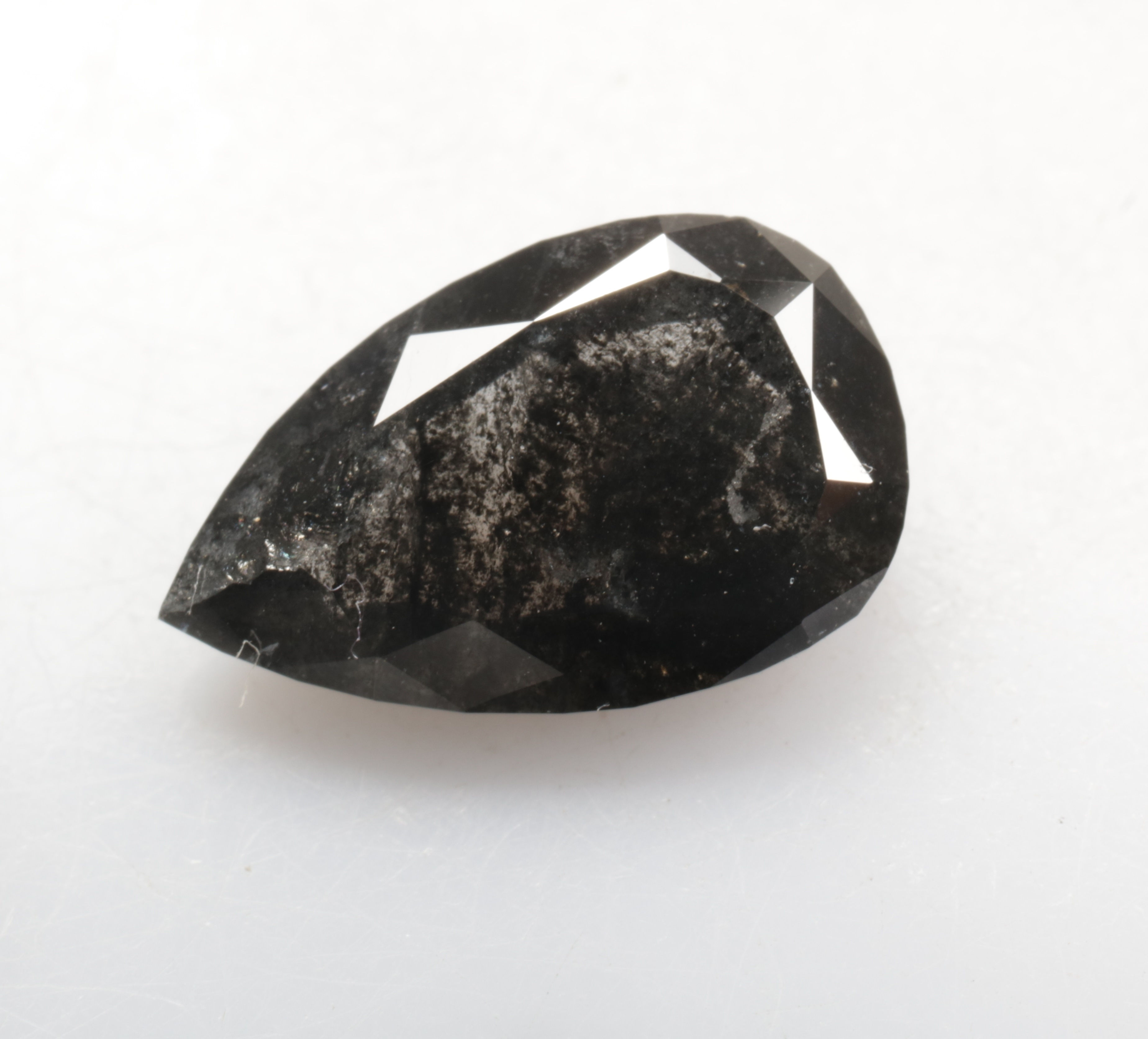 1.31 CT 9.6 X 6.0 MM Natural Pear cut Salt and Pepper Full cut Diamond