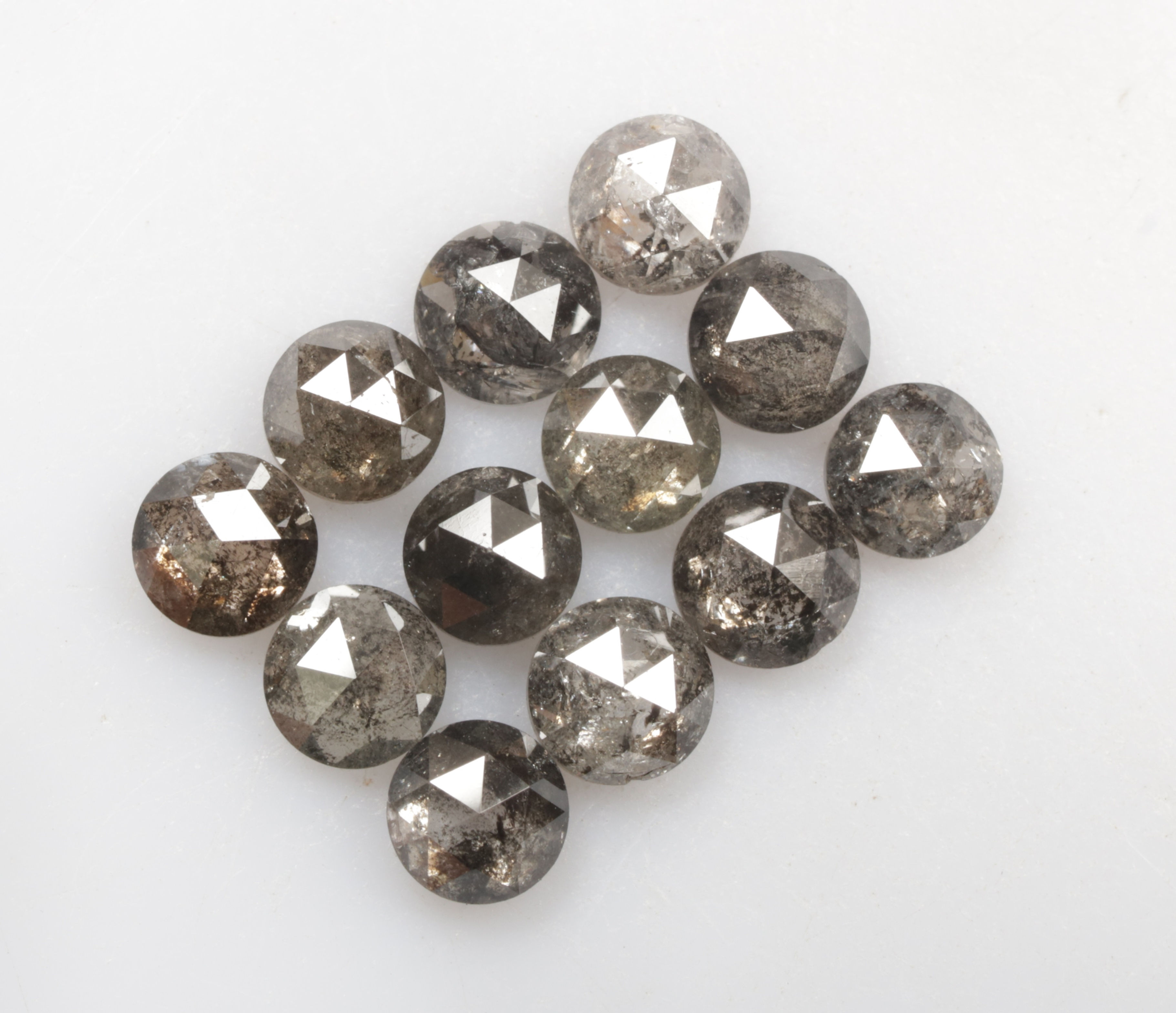 2.44 CT 3.5 MM Natural Loose Round Rose cut Salt and Pepper Diamond Lot 12Pcs