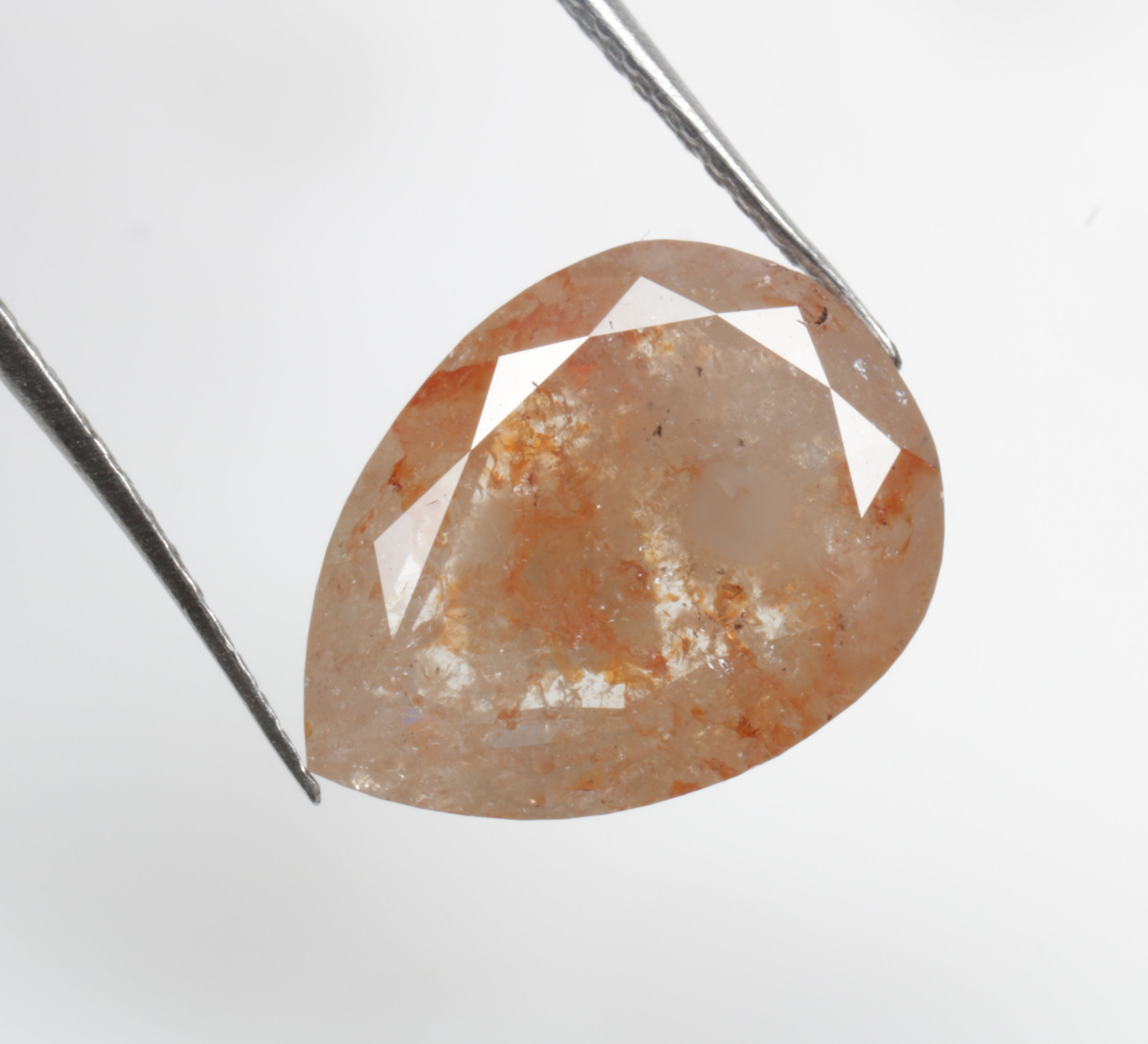 3.72 CT 12.5 X 9.3 MM Natural Pear cut Salt and Pepper Full cut Diamond