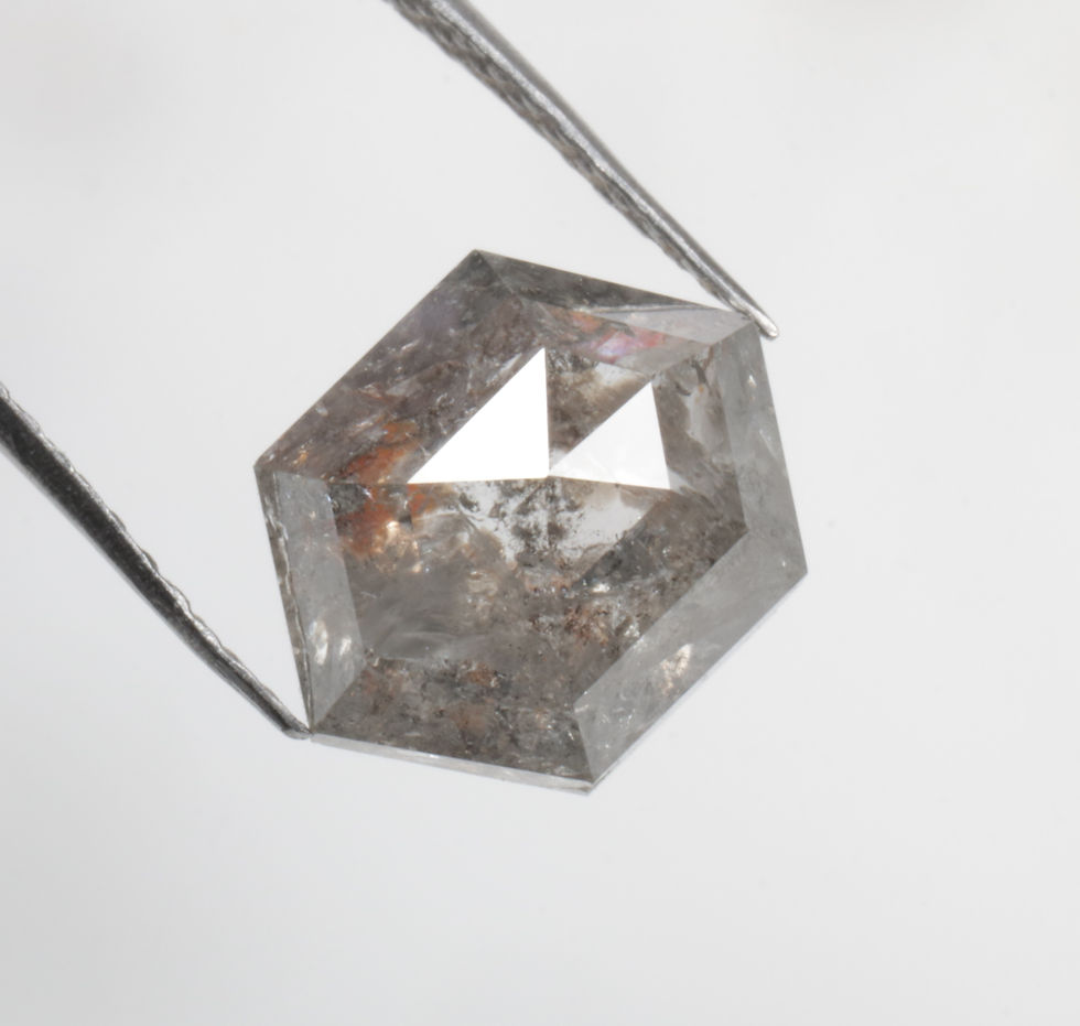 Thumbnail: 2.03 CT 9.3 X 7.2 MM Natural Hexagon Cut Salt and Pepper Diamond, Grey color