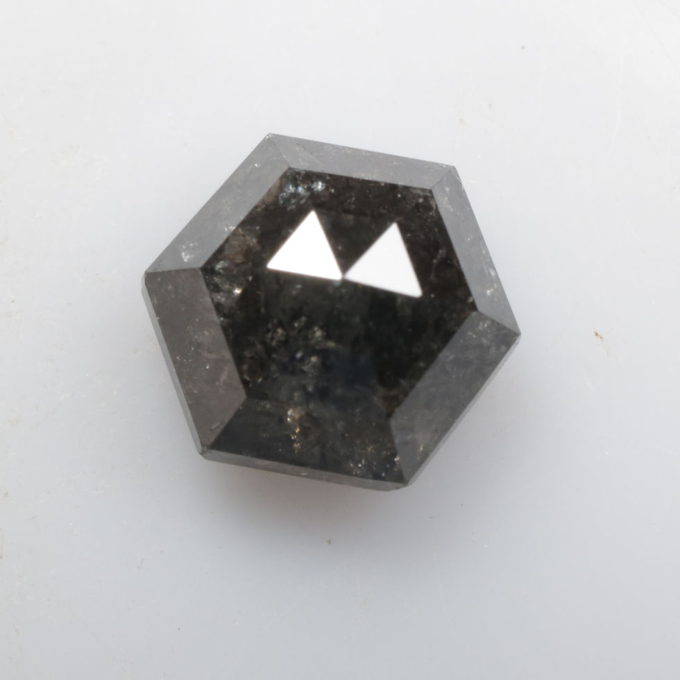 Thumbnail: 1.29 CT 6.9 X 6.1 MM Natural Hexagon Cut Salt and Pepper Diamond For Jewelry