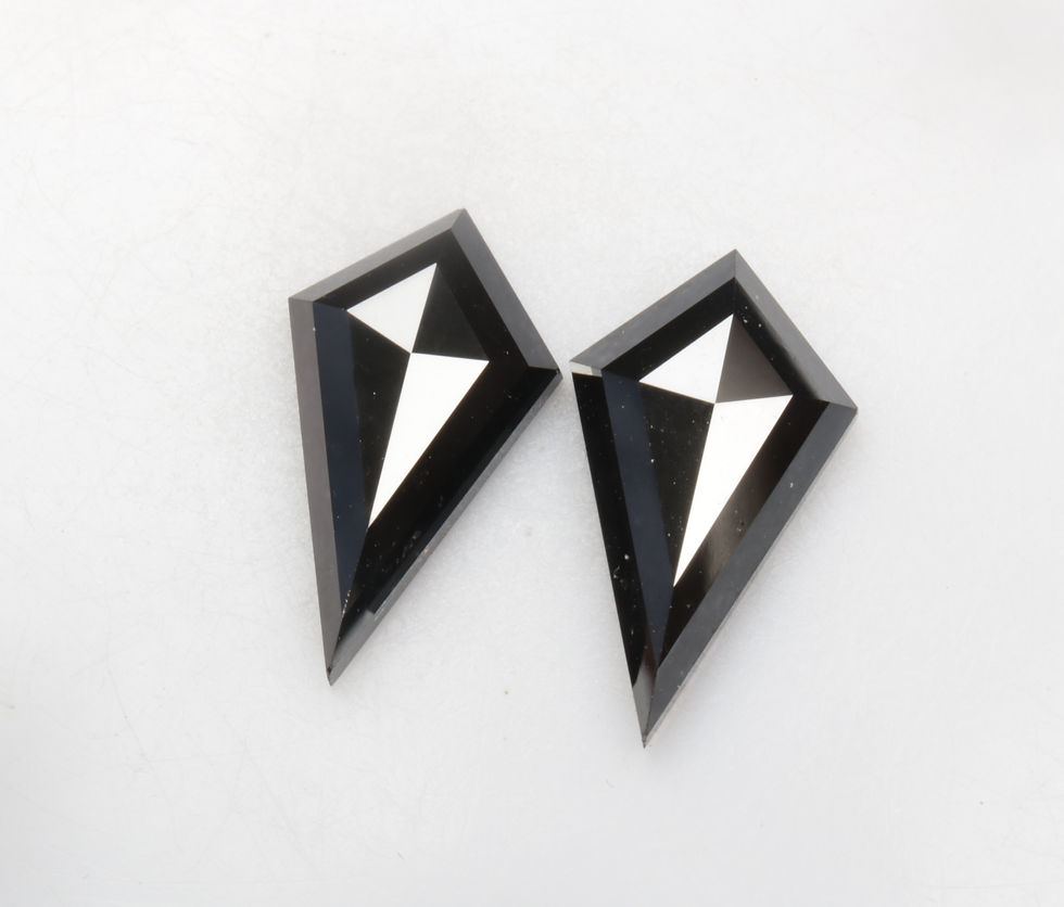 Thumbnail: 6.48 CT 17.0 X 9.6 MM Black Kite cut Treated Black color Diamond Pair