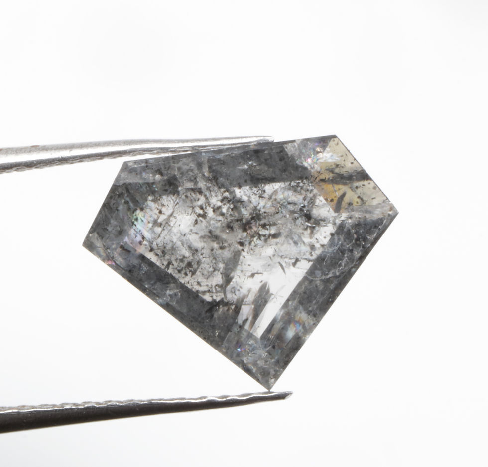 Thumbnail: 1.85 CT 8.8 X 11.3 MM Natural Salt and Pepper Pentagon Diamond cut Grey color