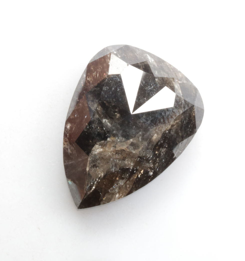 Thumbnail: 10.54 CT 16.3 X 12.0 MM Natural Pear cut Salt and Pepper Full cut Diamond