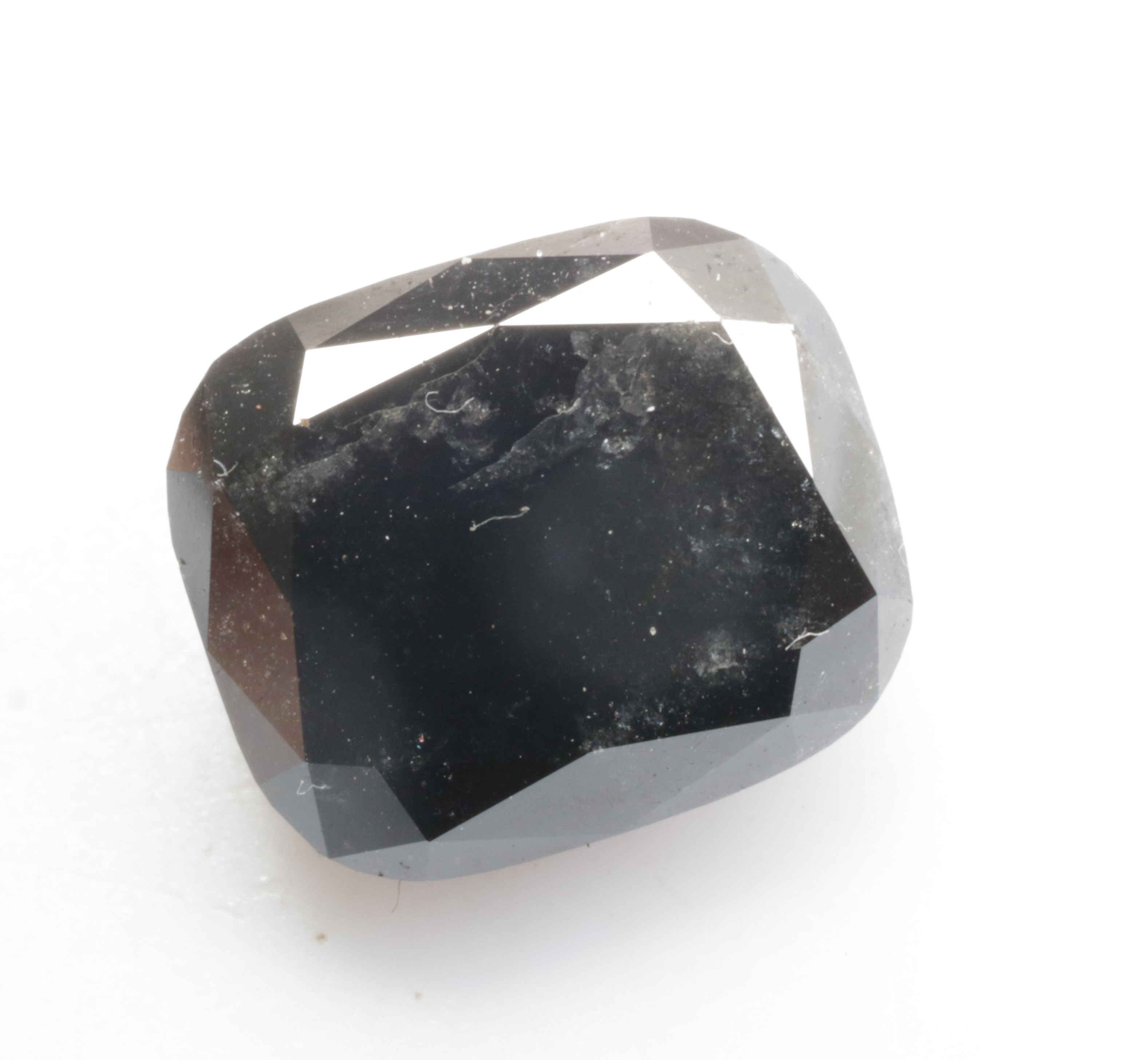 3.21 CT 9.1 X 7.8 MM Natural Cushion Cut Salt and Pepper Diamond, Black Color