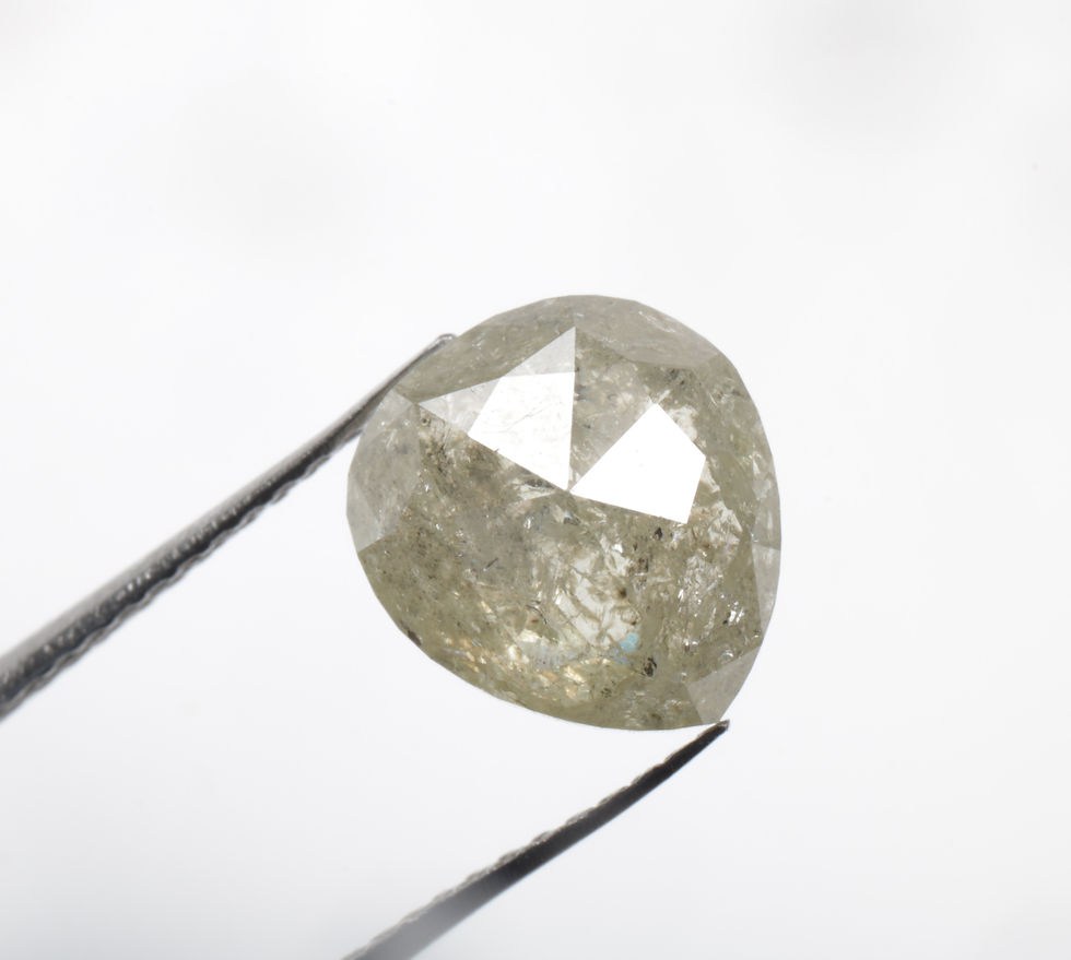 Thumbnail: 2.30 CT 8.5 X 7.9 MM Natural Pear cut Salt and Pepper Diamond, Greenish Grey