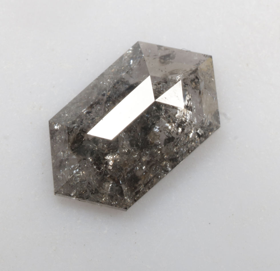 Thumbnail: 1.23 CT 10.1 X 5.8 MM Natural Loose Hexagon Diamond, Salt and Pepper Hexagon cut
