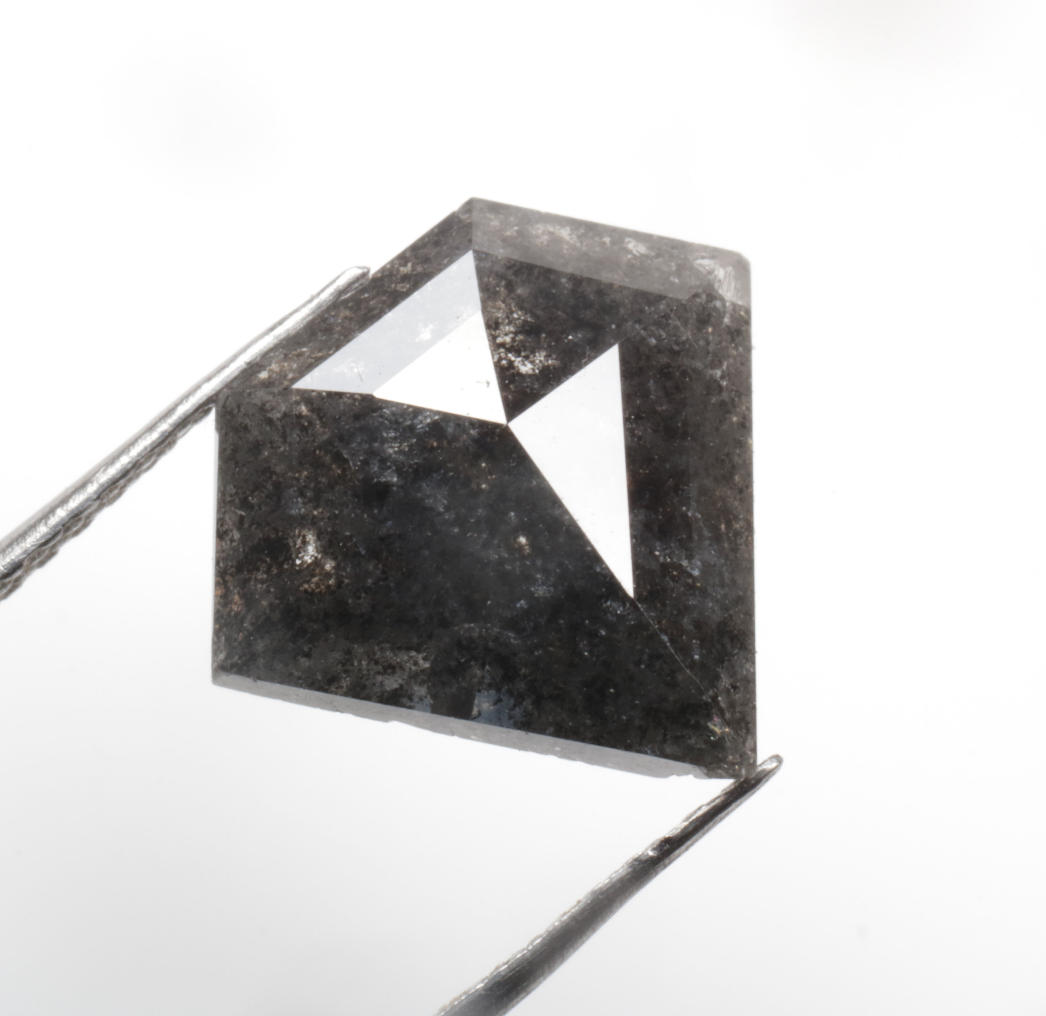 2.87 CT 10.3 X 11.5 MM Natural Salt and Pepper Pentagon Diamond cut Black color