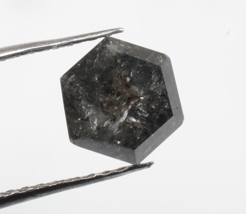 Thumbnail: 1.29 CT 6.9 X 6.1 MM Natural Hexagon Cut Salt and Pepper Diamond For Jewelry