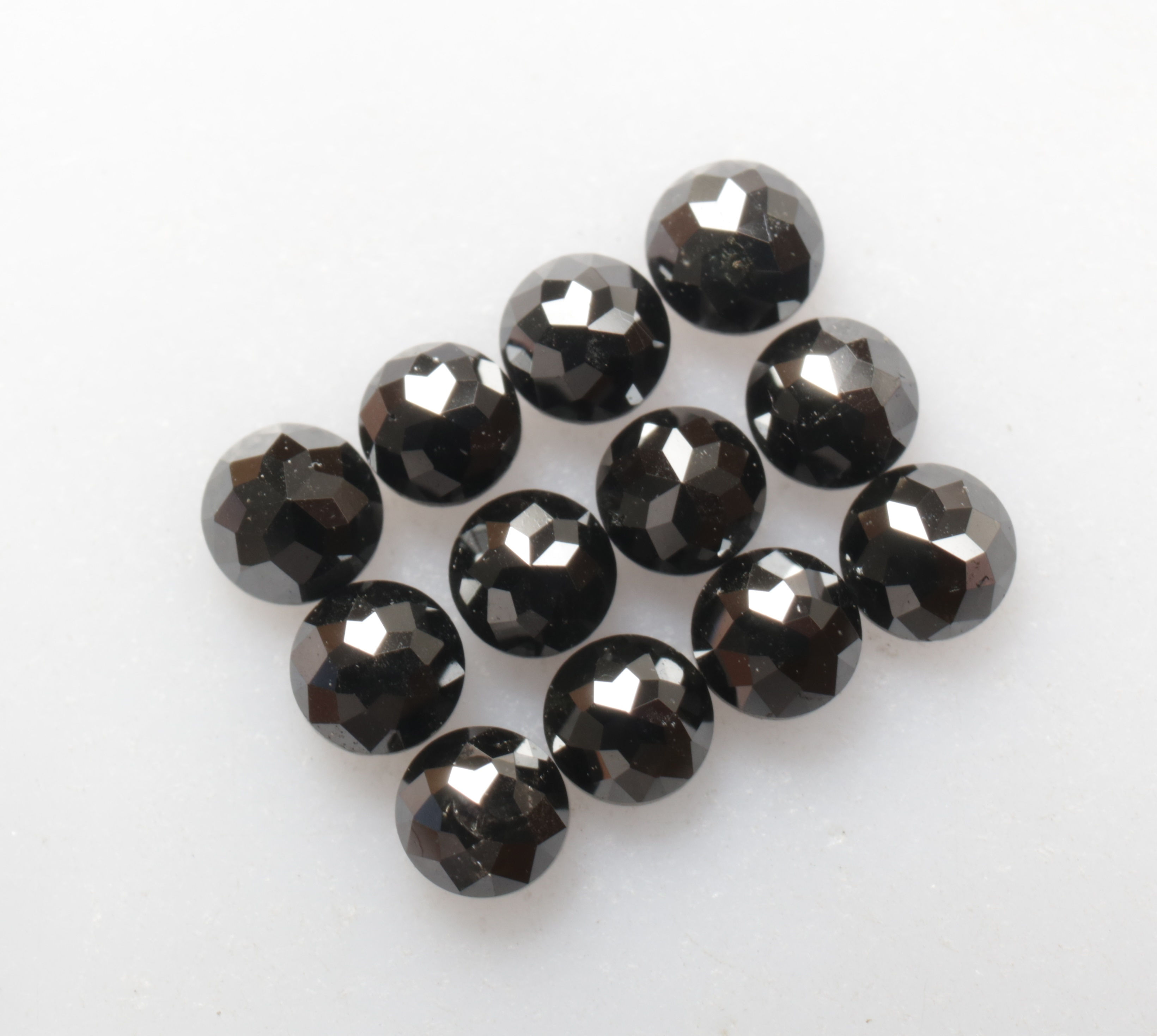 0.71 CT 2.1 to 2.3 MM Round Rose cut Black Diamond, Black color Treated