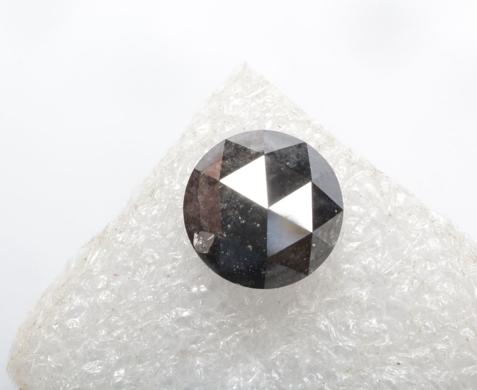 Thumbnail: 1.94 CT 8.1 MM Natural Round cut Salt and Pepper Diamond, Rose cut Black color