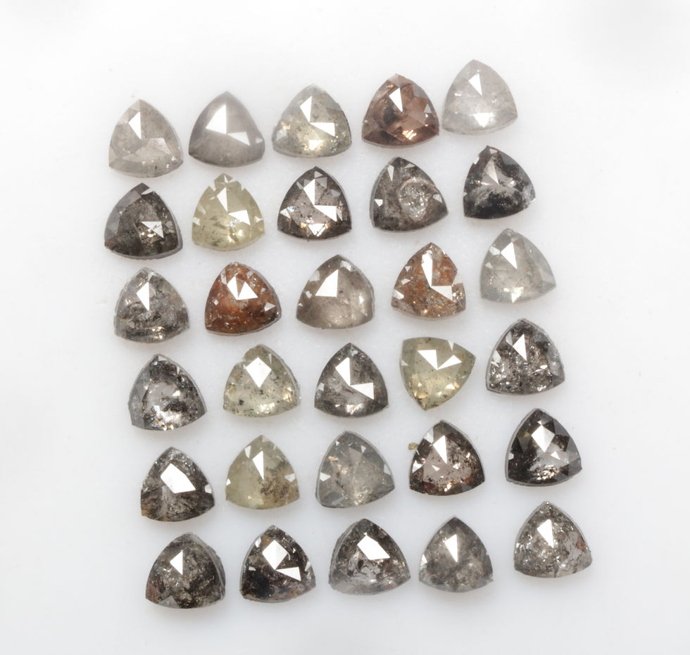 Thumbnail: 4.01 CT Natural Salt and Pepper Trillion cut Diamond Lot 30Pcs, fancy Mix color